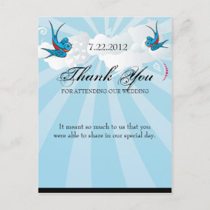 Tattoo zwaluwen en scroll urban dank u. briefkaart