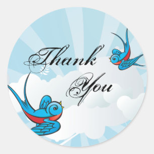 Tattoo zwaluwen en scroll urban dank u. ronde sticker