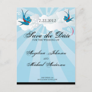 Tattoo Zwaluwen en Scroll Urban Save the date Auto Aankondigingskaart