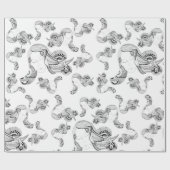 Tattoo, zwart en wit cadeaupapier (Vlak)