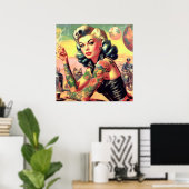 Tattooed Biker Pin-up Poster (Thuiskantoor)