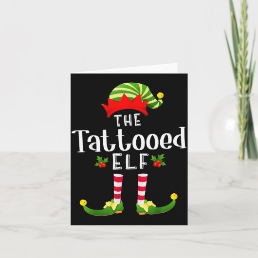 Tattooed Christmas Elf Matching Pajama X-mas Party Kaart (Voorkant)