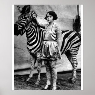 Tattooed Circus Lady en Zebra Poster