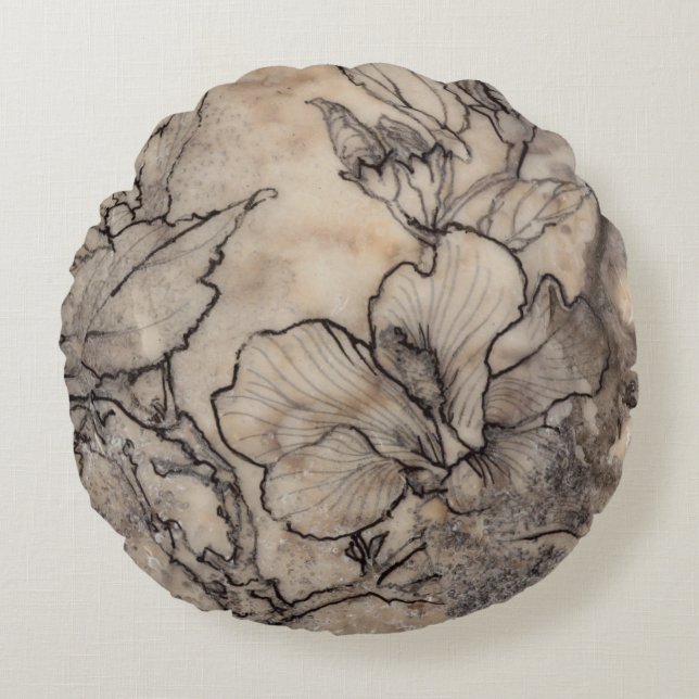 Tattooed Floral I Rond Kussen (Voorkant)