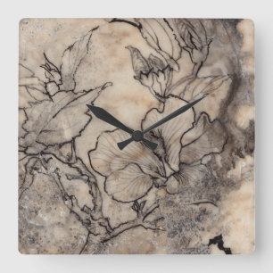 Tattooed Floral I Vierkante Klok