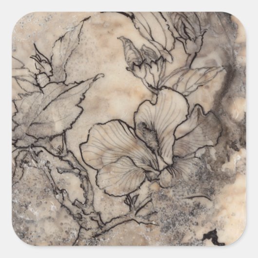 Tattooed Floral I Vierkante Sticker (Voorkant)