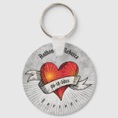 Tattooed Hearts Voeg namen en datum toe Sleutelhanger (Achterkant)