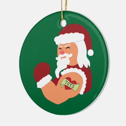 Tattooed Santa Keramisch Ornament (Links)