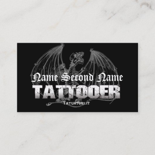 Tattooer Medieval Dragon Visitekaartje (Voorkant)