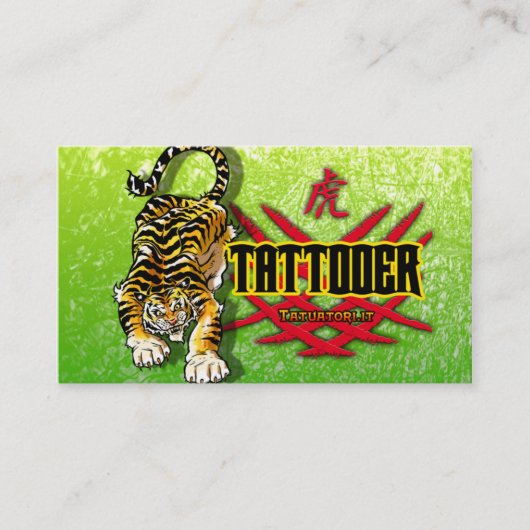 Tattooer Tiger Visitekaartje (Voorkant)
