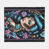 Tattoos en Rozen Fleece Deken (Voorkant (Horizontaal))
