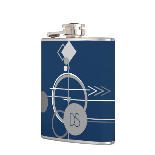 Tattoos Line Art | Abstracte Navy Blue Grey Custom Heupfles (Links)