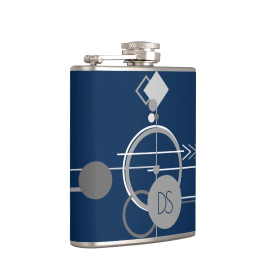 Tattoos Line Art | Abstracte Navy Blue Grey Custom Heupfles (Rechts)