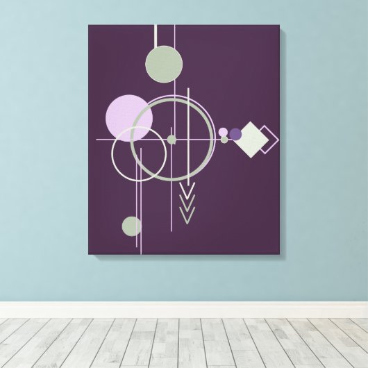 Tattoos Linework | Boheems Paarse groene Abstract Canvas Afdruk (Insitu (Houten vloer))