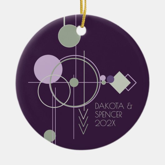 Tattoos Linework | Boheems Paarse groene Abstract Keramisch Ornament (Voorkant)