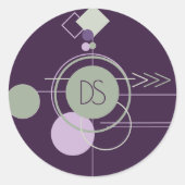 Tattoos Linework | Boheemse Paarse Groene Custom Ronde Sticker (Voorkant)