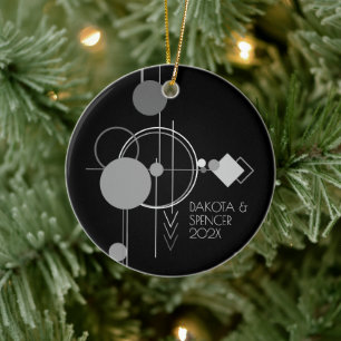 Tattoos Moderne Art Deco Zwart en grijs op maat Keramisch Ornament