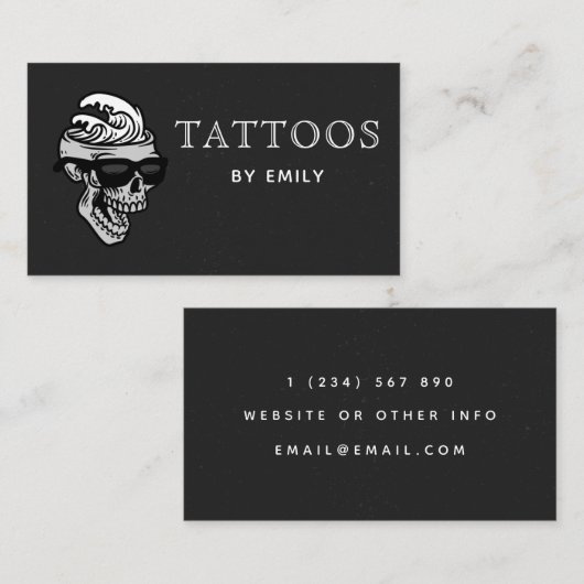 Tattoos van Jouw naam Funky Skull in Zonnebril Fun Visitekaartje (Voorkant / Achterkant)