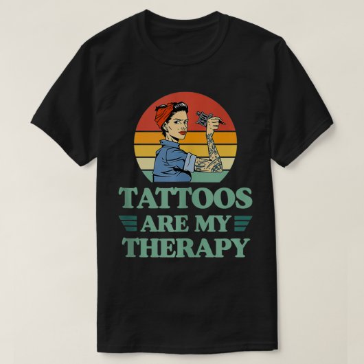 Tattoos zijn mijn Retro Stijl Ink Pistool T-shirt (Design voorkant)