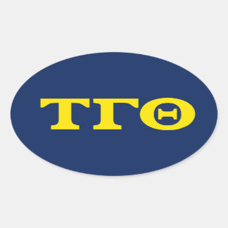 Tau Gamma Theta Ovale Stickers - Geel op Blauw