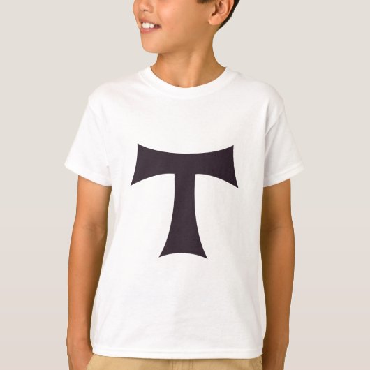 Tau-kruis Franciscaner geloofssymbool kunst T-shirt (Voorkant)