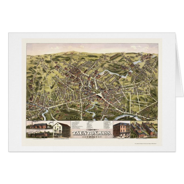 Taunton, MA Panoramic Map - 1875 (Voorkant Horizontaal)