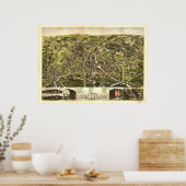 Taunton Massachusetts 1875 Antiek Panorama Poster (Keuken)