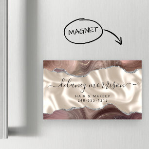Taupe Agate Zilver Glitter Ivoor Luxe Magnetisch Visitekaartje