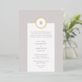 Taupe and Gold Circle Monogram Weddenschap Folie Uitnodiging (Staand Voorkant)