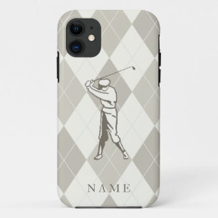 Taupe Argyle Pattern, persoonlijke Golf iPhone 11 Hoesje