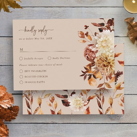 Taupe Automne Russe Feuille carte RSVP