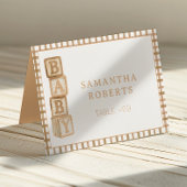 Taupe Baby Blocks Editable Tent Cards | Place Card Kaart