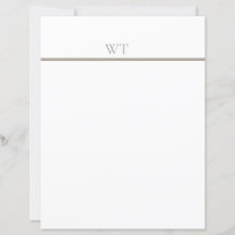 Taupe Bar Monogram Briefhoofd met Enveloppen