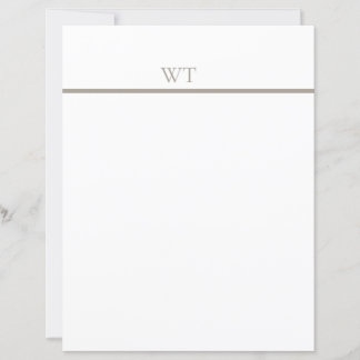 Taupe Bar Monogram Briefhoofd met Enveloppen