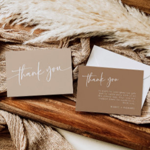 Taupe bedankkaart Moderne minimalistische Boho