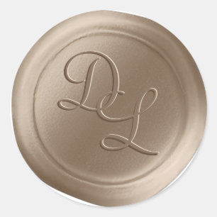 Taupe Beige 2 Lettre Monogramme Stickers de cire