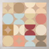Taupe Beige Blush Pink Light Blue Retro Art Poster (Voorkant)