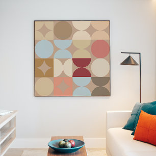 Taupe Beige Blush Pink Light Blue Retro Art Poster