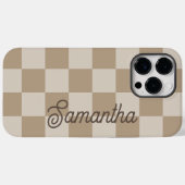 Taupe Beige Checkers Script Naam Case-Mate iPhone Case (Achterkant (horizontaal))