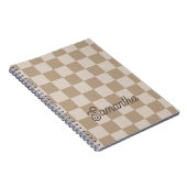 Taupe Beige Checkers Script Name Notitieboek (Rechterzijde)