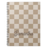 Taupe Beige Checkers Script Name Notitieboek (Voorkant)