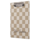Taupe Beige Checkers Script Name Personalized Klembord (Links)