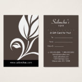 Taupe beige Feuille Salon Spa Certificat de carte- (Devant & derrière)