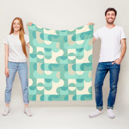 Taupe Beige Teal Blauwe Mintgroene Cirkels Patroon Fleece Deken