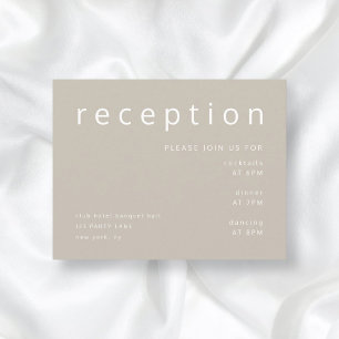 Taupe Beige Typografie Elegant Wedding Reception Informatiekaartje