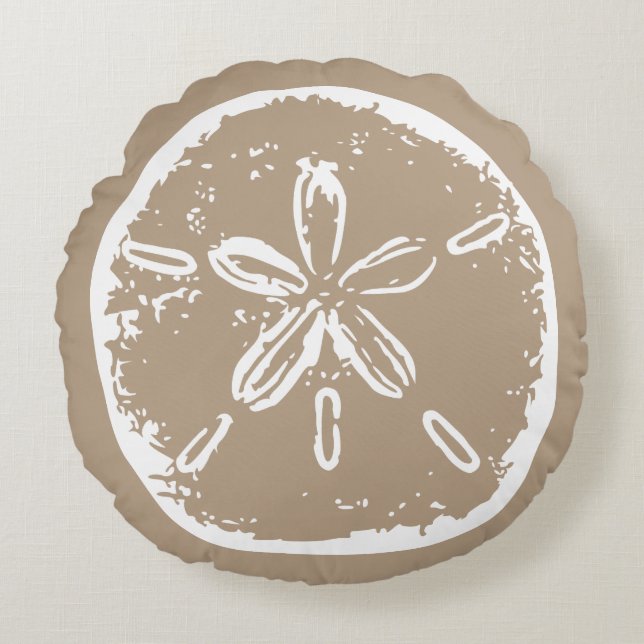 Taupe beige white sanddollar seashell gooit kussen (Voorkant)