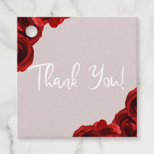 Taupe Blush Red Waterverf Rozen Moderne bruiloft Bedankjes Labels (Voorkant)