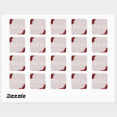 Taupe Blush Red Waterverf Rozen Moderne bruiloft Vierkante Sticker (Vel)