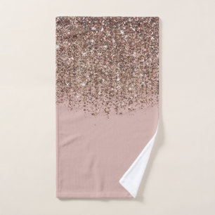 Taupe Blush Roze Brons Goud Glitter Glam Bad Handdoek