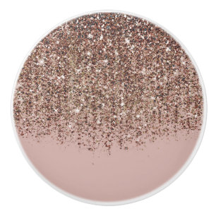 Taupe Blush Roze Brons Goud Glitter Glam Keramische Knop